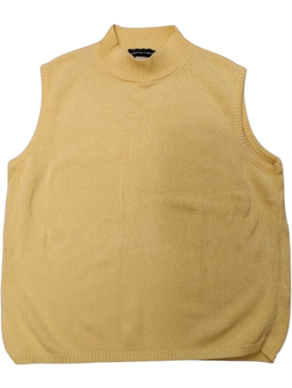 Vintage Pierre Cardin Yellow Mock Neck Sleeveless Sweater Vest – Size Large
